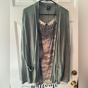 Cardigan and camo camisole